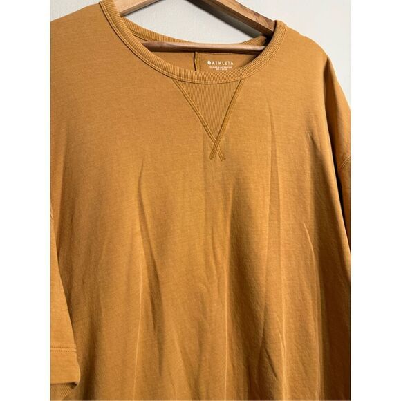 Athleta Gold Drop Shoulder Short Sleeve Cotton Pullover Top Size Medium - Picture 4 of 6